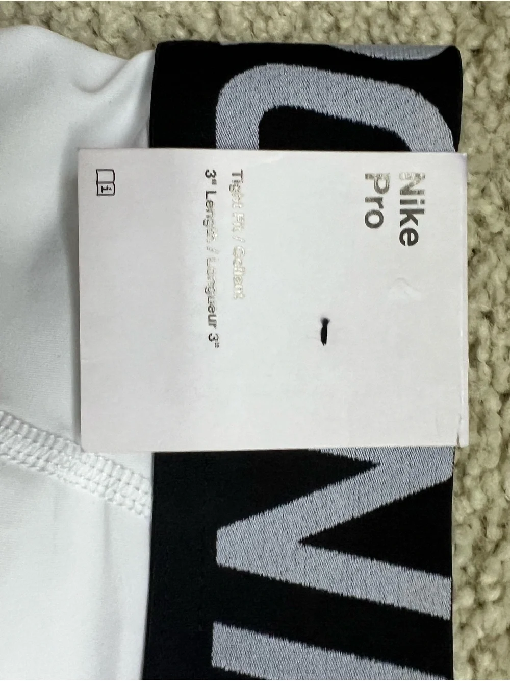 Nike White Pro Compression Bike Shorts with Black Logo Waistband